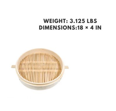 An 18-inch bamboo steamer base, providing a large, sturdy foundation for even cooking in extra-large bamboo steamers.
