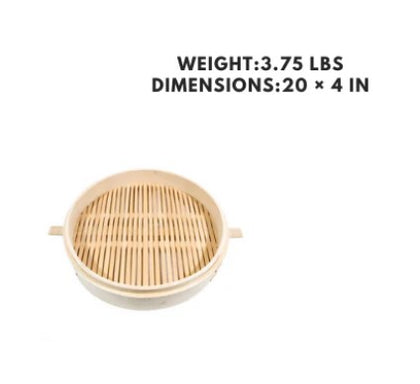 A 20-inch bamboo steamer base, designed for extra-large steamers, providing a durable and eco-friendly platform for even cooking.
