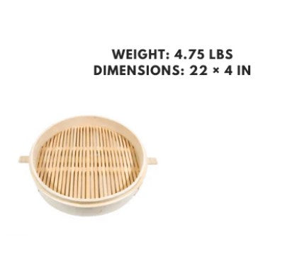 A 22-inch bamboo steamer base, providing a durable and eco-friendly foundation for even cooking in extra-large bamboo steamers.
