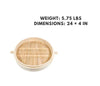 A 24-inch bamboo steamer base, offering a sturdy, eco-friendly foundation for even cooking in extra-large bamboo steamers.

