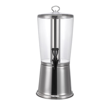 Durable 2.1-gal cold beverage dispenser with stainless steel base, clear AS body, ice core insert, and drip-free spigot for catering, buffets, hotels, and commercial drink service.