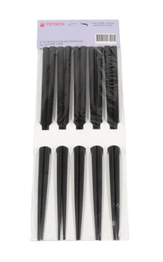 Pack of 5 pairs of sleek black lacquer chopsticks, ideal for special meals.