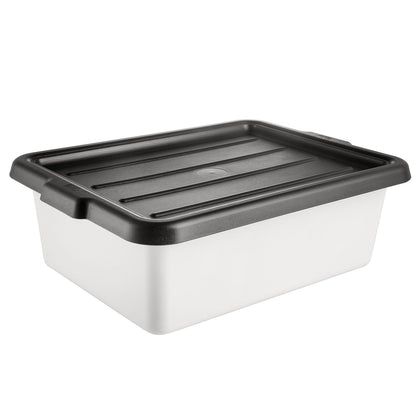 Black plastic cover for BTDB Series bus boxes, fits securely to keep contents protected from dust and spills. Durable, easy to clean, and stackable for efficient storage in foodservice operations.