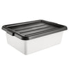 Black plastic cover for BTDB Series bus boxes, fits securely to keep contents protected from dust and spills. Durable, easy to clean, and stackable for efficient storage in foodservice operations.
