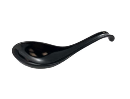 A dozen black soup spoons with hook handles, designed for easy storage and convenience, perfect for soups, stews, and daily use.



