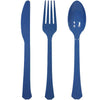 Deluxe Cutlery Combo available in Island Blue, Red, Orange, Blue, Purple, Black, Hot Pink, and Lime Green. Durable disposable utensils perfect for parties, weddings, picnics, or themed events.