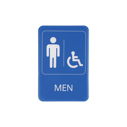 Blue EN-compliant men's restroom sign, 6x9