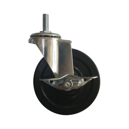 Brake caster for wire shelf chrome-plated, wire shelf epoxy coated, and cart chrome-plated wire series; rust-resistant, provides durable support and secure mobility. Case of 24 casters for heavy-duty use.