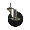 Brake caster for wire shelf chrome-plated, wire shelf epoxy coated, and cart chrome-plated wire series; rust-resistant, provides durable support and secure mobility. Case of 24 casters for heavy-duty use.