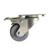 Brake caster for mobile ingredient bins, compatible with 21-gallon and 27-gallon sizes; made from durable non-marking material with secure locking brake for safety and stability in commercial kitchens.
