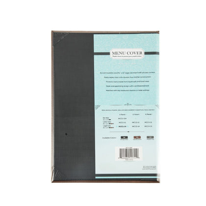 Brown faux leather 1-panel menu cover fits 8.5