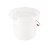 White round 14QT poly bucket with sturdy handle and durable plastic construction, ideal for mopping, rinsing, and utility tasks in commercial, janitorial, or home cleaning environments.