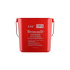 Red 6QT sanitizing bucket with durable plastic body, wire handle, and measurement markings, ideal for restaurant, kitchen, or commercial sanitation with color-coded cleaning systems.