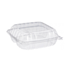 Dart 8.3 Inch Clear Plastic Square 3 Compartment Hinged Takeout Container