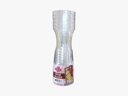 Fiesta Clear Plastic Wine Glasses 6 Pack Reusable Elegant Party Cups