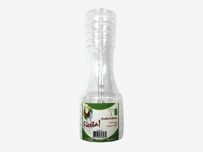 Fiesta Clear Plastic Cocktail Glasses 6 Pack Party Barware Drinkware