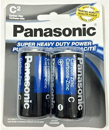 Panasonic Heavy Duty C Batteries, 2-pack for reliable power in radios, flashlights, and everyday devices.