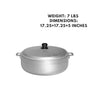 An 18.5-quart aluminum caldero with a lid, perfect for cooking large quantities of soups, stews, and rice dishes with even heat distribution.
