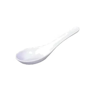 A dozen ceramic white soup spoons, elegant and durable, perfect for serving soups, stews, and other dishes.



