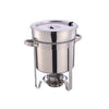 Chafer Marmite Soup Stainless Steel 11QT Set with lid and stand, durable polished finish for buffets, catering, and banquets; keeps soups hot with steam heat and professional presentation.