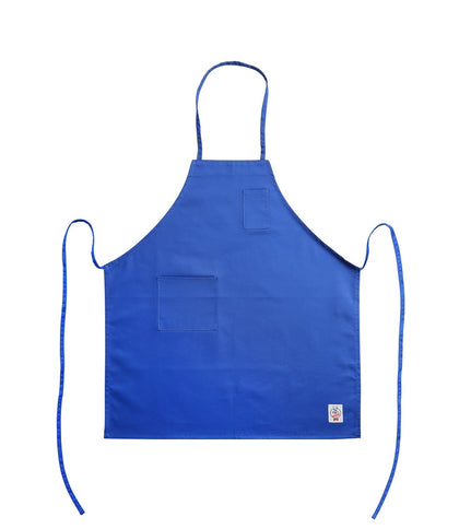 Chef’s Pride full-length blue apron with pocket, durable and easy-care fabric, adjustable neck, and comfortable fit—perfect for chefs, bakers, or front-of-house staff.