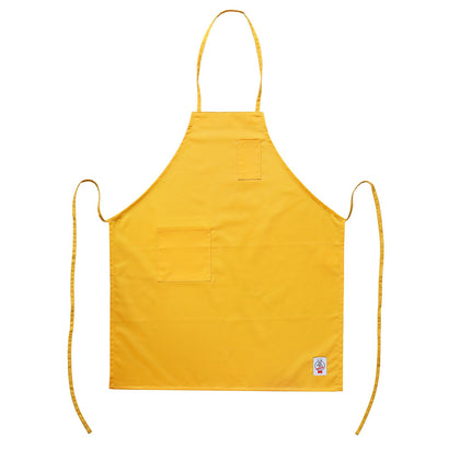 Chef’s Pride yellow bib apron with pocket, durable fabric, adjustable fit, easy-care, and lightweight design—ideal for chefs, bakers, or foodservice teams in busy kitchens.