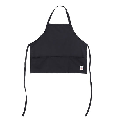Chef’s Pride black mid-length bib apron with 3 pockets, durable fabric, adjustable neck, and comfortable fit—perfect for restaurant servers, chefs, and catering professionals.