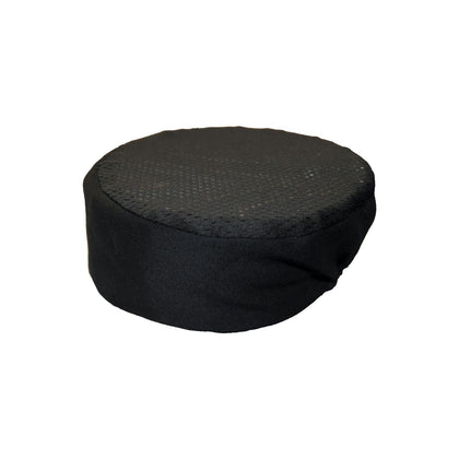 Chef's Pride pillbox hat in black, S/M size, 3-1/2