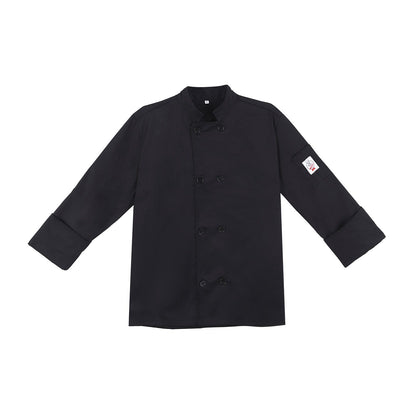 Chef's Pride Black XL chef jacket with breathable fabric, reinforced stitching, and durable design. Offers professional fit and style. Case Packed: 24, Quantity Break: 12 each.