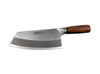 Professional-grade stainless steel chef knife with a rocking blade for smooth, effortless cutting in cooking tasks.