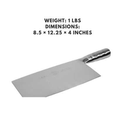 A large stainless steel Chinese slicer designed for precise cutting and slicing in food preparation.

