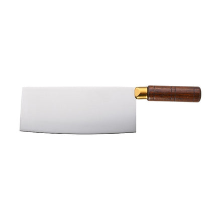 Chinese cleaver 8-inch blade with durable wooden handle, sharp edge, rust-resistant, easy to clean, ergonomic grip for chopping meat, vegetables, and bones. (Packed By: 24 Each Per Case).