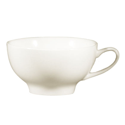Classic English cup 8oz, perfect for coffee, tea, or lattes. Elegant design with a comfortable handle. Microwave & dishwasher safe. Ideal for home, café, or restaurant use.