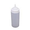 Clear 16-oz wide-mouth squeeze bottle with leak-proof flip-top cap, BPA-free food-grade plastic, contents visible, easy fill, precise squeeze control for condiments, sauces, icing, Durable design