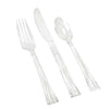 Combo Cutlery Bag available in clear, silver, pearl, and gold. Durable utensils include knives, forks, and spoons, perfect for events, catering, or home use. Reusable or disposable for convenience.