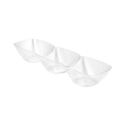 Clear Mini 3-Dip Dish – Durable and stylish serveware for dips, sauces, and condiments. Perfect for weddings, parties, and everyday dining. BPA-free, reusable, and disposable for convenience.