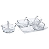 Clear Serving Set with tray, bowls, and spoons – BPA-free, durable, and reusable. Perfect for serving dips, sauces, and desserts at weddings, parties, or family gatherings.