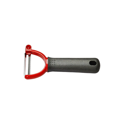 ComfyGrip Y-style peeler 5-3/4 inch with straight stainless steel blade, ergonomic handle, rust-resistant, durable, and easy to clean. Great for fruits and vegetables. (Packed By: 72 Each Per Case).