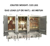 Commercial Chinese smokehouse, 30″ wide galvanized build, left hinge door, and LP gas-powered for efficient smoking.