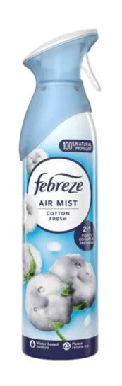 Febreze Air Freshener Spray Cotton Fresh, 185ml (6.3 oz) – odor eliminator with a clean, just-washed cotton scent for lasting freshness