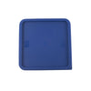 Square blue food storage cover fits 12QT, 18QT & 22QT containers; tight seal, stackable, lightweight, commercial quality, spill protection; packed 6 each per pack for professional kitchens.