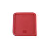 Square red cover for 6QT and 8QT food storage containers; tight seal to maintain freshness, stackable design, lightweight and durable; packed 12 per pack; ideal for commercial kitchen storage.