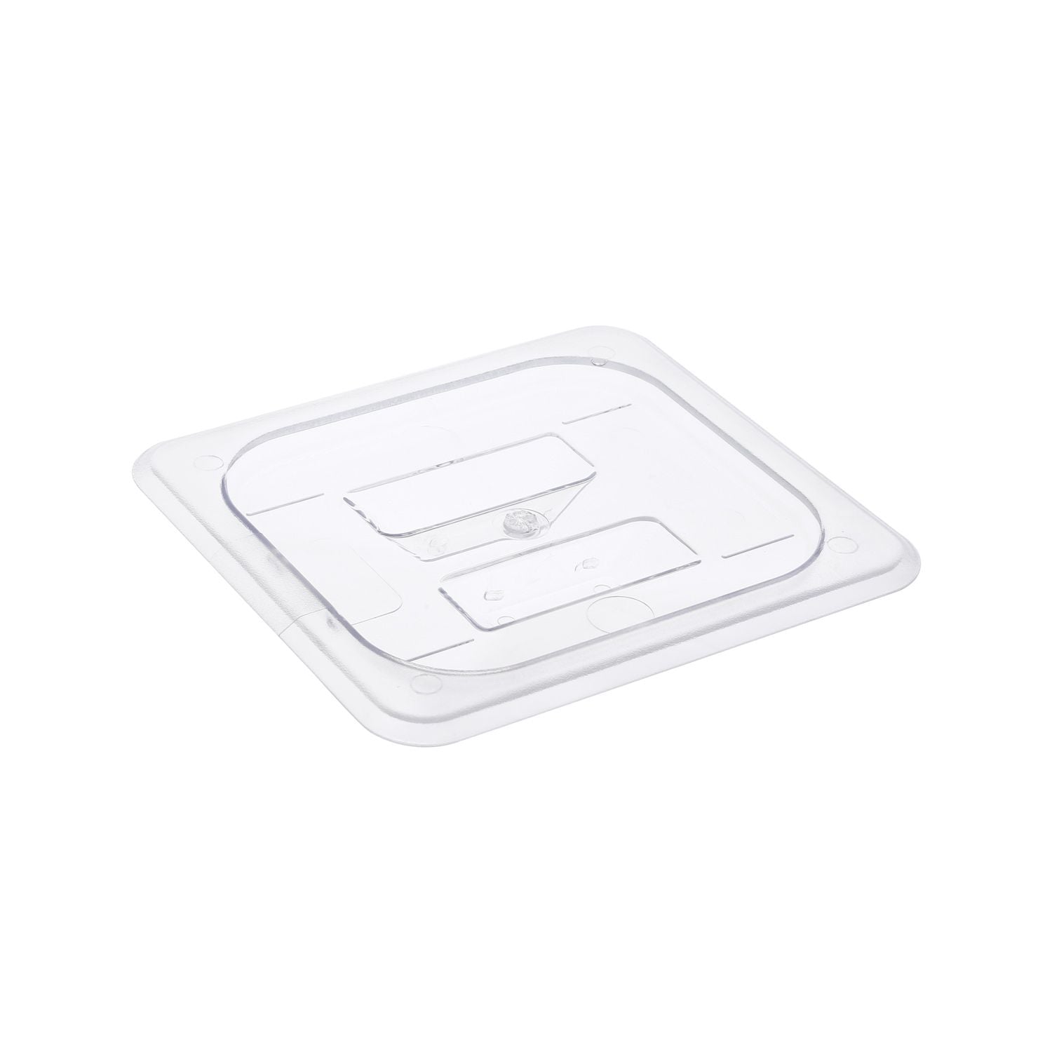 Solid polycarbonate cover for 1/6 size food pan, break-resistant and durable, ideal for food prep and storage in restaurants and commercial kitchens. Packed by 72 each per case.