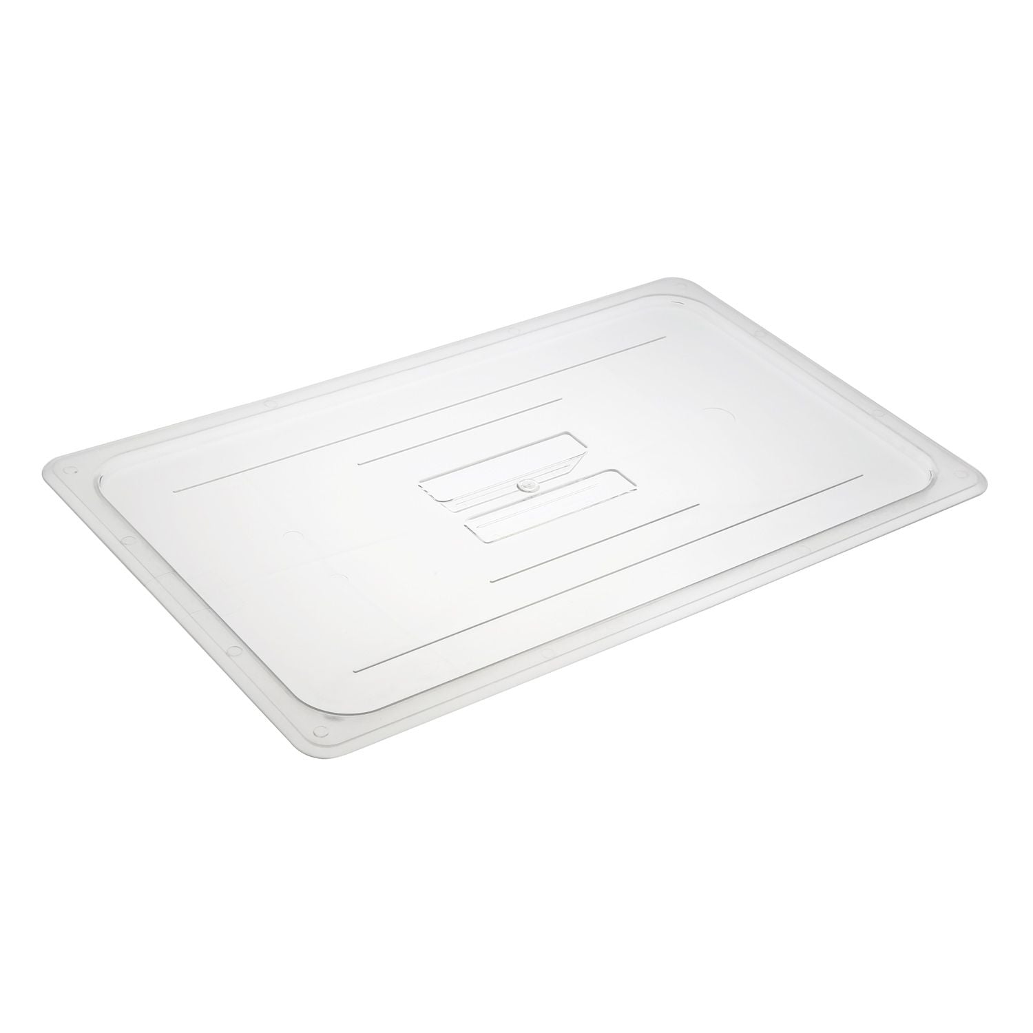 Durable solid polycarbonate cover for full size food pan. Break-resistant and stain-resistant, ideal for commercial kitchens, buffet lines, and catering. Packed by 24 each per case.