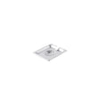 Durable stainless steel notched cover fits 1/6-size steam pans, retains heat, allows utensil access, rust-resistant, ideal for commercial use – packed 12 each per case