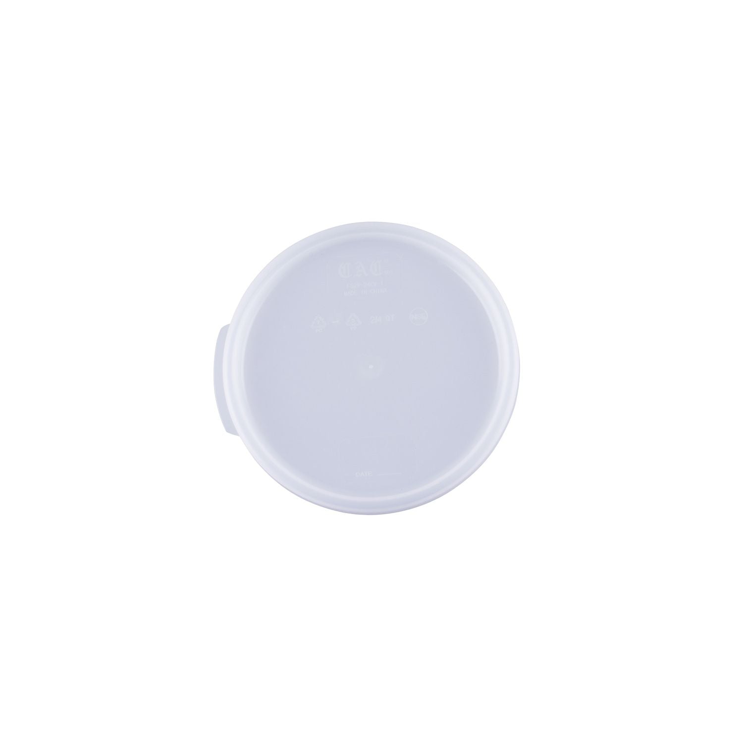 Translucent round polypropylene lid fits 2QT and 4QT food storage containers – durable, crack-resistant, dishwasher safe. (Packed By: 12 Each Per Pack) for kitchen storage efficiency.
