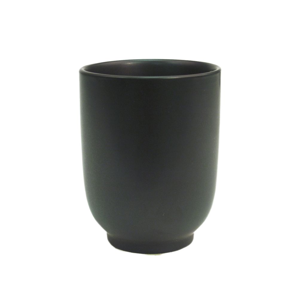 Cup – 8oz, 2.75-Inch black stoneware with non-glare glaze, stylish, durable, and modern. Perfect for coffee, tea, and espresso. Chip-resistant, microwave- and dishwasher-safe for convenience.