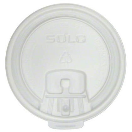 Solo White Plastic Hot Cup Lid for 10oz Paper Cups with Drink Opening

