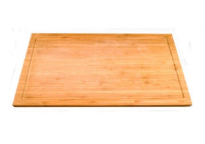 A durable bamboo cutting board, perfect for chopping, slicing, and prepping ingredients in the kitchen. Eco-friendly and knife-friendly surface.
