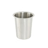 Durable solid stainless steel flatware cylinder with smooth finish for organizing utensils in kitchens and dishwashing stations; ideal for soaking, sanitizing, and buffet service setups